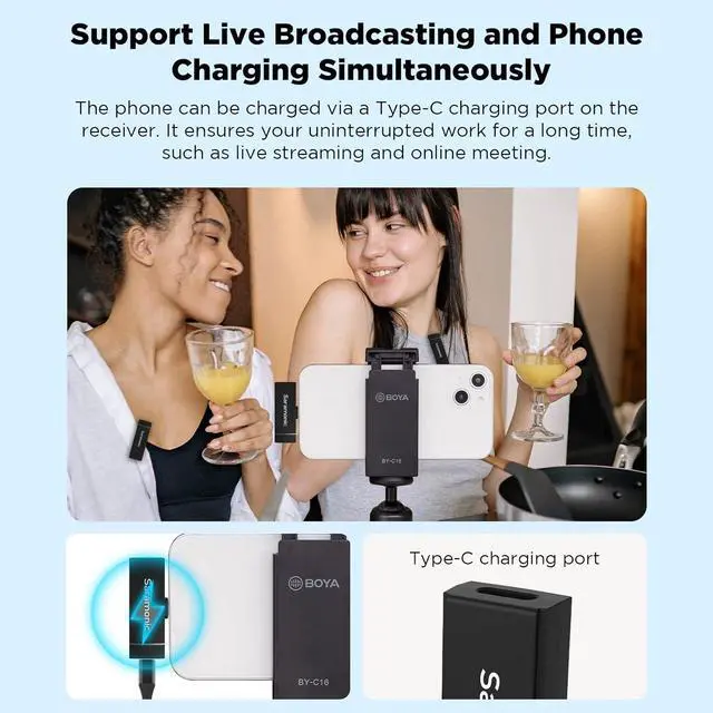Alt view image 4 of 7 - Saramonic Wireless Lavalier Microphone for iPhone iPad 2.4Ghz Clip On Lapel Condenser Mic Plug and Play Mini for Interview Streaming Recording Video Podcast Vlog YouTube SR-Blink Go-D2 (TX+TX+RX)
