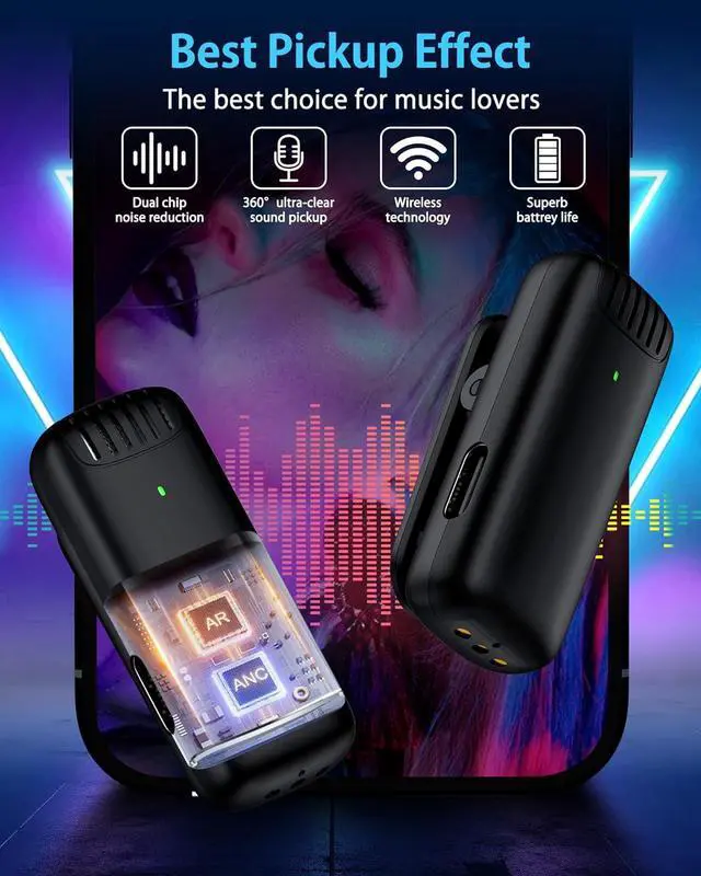 Alt view image 2 of 7 - AILKIN Wireless Lavalier Microphone, 2-in-1 MFi Certified Mini Lapel Microfono with Charging Case for Videos, Podcasts, Vlogs, YouTube, TikTok - Compatible with iPhone 14 Pro Max 13 12 11 SE XS, iPad