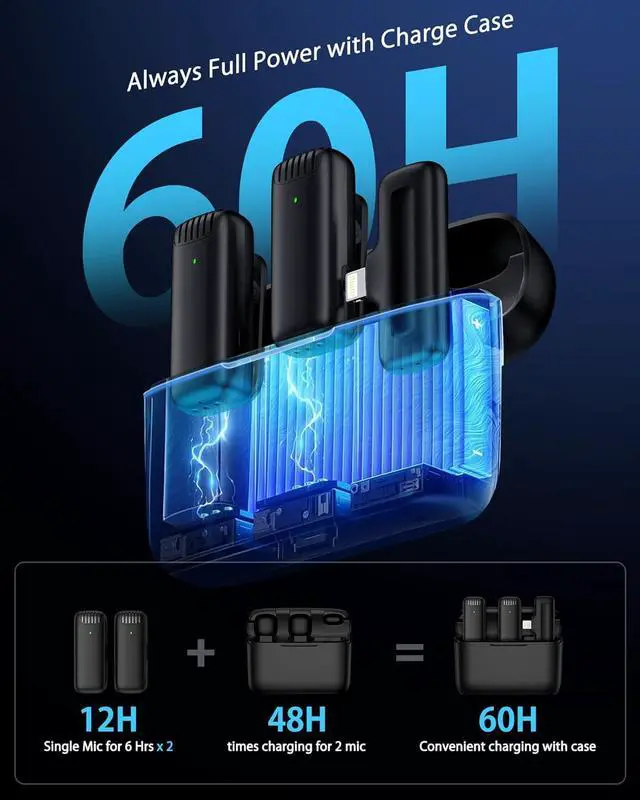 Alt view image 3 of 7 - AILKIN Wireless Lavalier Microphone, 2-in-1 MFi Certified Mini Lapel Microfono with Charging Case for Videos, Podcasts, Vlogs, YouTube, TikTok - Compatible with iPhone 14 Pro Max 13 12 11 SE XS, iPad