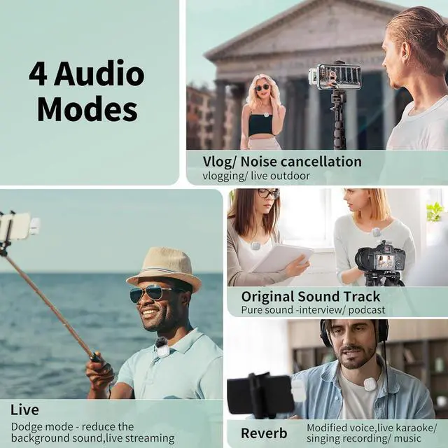 Alt view image 3 of 7 - Lavalier Wireless Microphone for iPhone iPad Smartphone - Clip-On Lapel Mic for YouTube Live Stream Tiktok Video Vlog - Lav Mics with Charging Case Noise Cancelling Monitoring Earphone