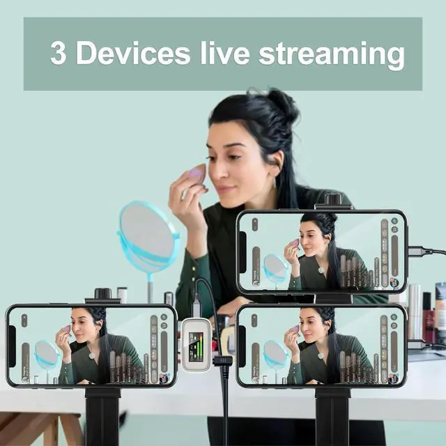 Alt view image 2 of 7 - Lavalier Wireless Microphone for iPhone iPad Smartphone - Clip-On Lapel Mic for YouTube Live Stream Tiktok Video Vlog - Lav Mics with Charging Case Noise Cancelling Monitoring Earphone