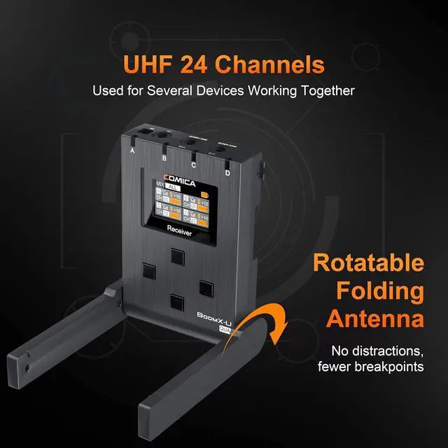 Alt view image 2 of 7 - BoomX-U Qua 4-Channel UHF Wireless Lavalier Lapel Microphone System, 4 Audio Tracks Individual Output, Noise Cancellation, Monitor, 394' Range, Lav Mic for Camera, iPhone, Android, PC, etc