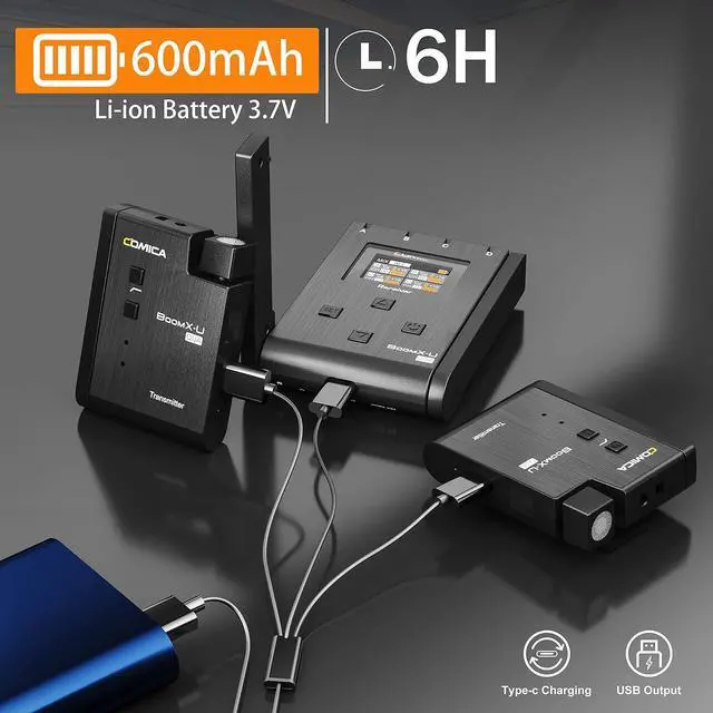 Alt view image 4 of 7 - BoomX-U Qua 4-Channel UHF Wireless Lavalier Lapel Microphone System, 4 Audio Tracks Individual Output, Noise Cancellation, Monitor, 394' Range, Lav Mic for Camera, iPhone, Android, PC, etc