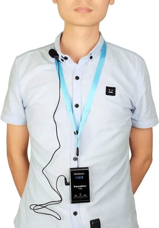 Alt view image 3 of 7 - Retekess T130 Wireless Tour Guide Transmitter,Lavalier Microphone,99 Channel,Church Translation Transmitter for Interpretation Training Court
