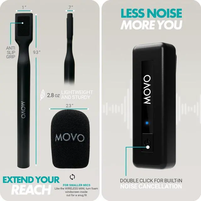 Alt view image 3 of 7 - Movo Wireless Mini DI Duo Dual Ultra Compact Wireless Lavalier Microphones for iPhone with Handheld Adapter - Lapel Mic with Handle Mount for Content Creators, Interviews, Reporting and More