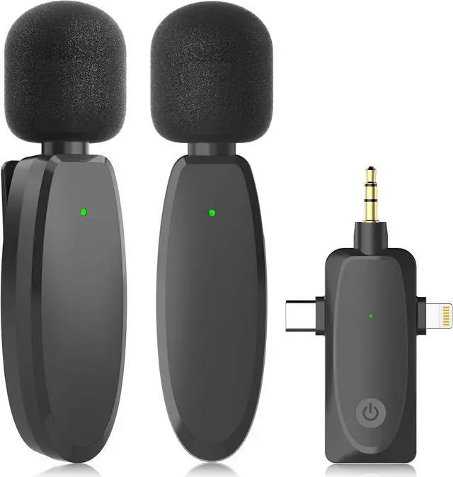Main image of Wireless Lavalier Lapel Microphone for iPhone, Android, Camera, Mini Professional Wireless Mic Plug-Play 2.4G Ultra Low Delay Built-in Noise Reduction Chip 7H Long Working