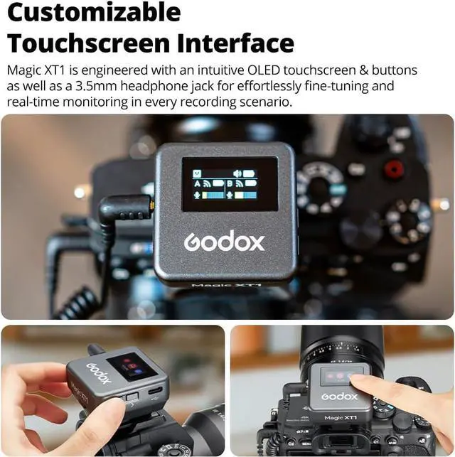 Alt view image 5 of 7 - GODOX Magic XT1 Wireless Lavalier Microphone, Microphone for Camera (2 TX + 1 RX Charging Case), Mini Mic with Noise Cancellation, 16H Battery, Touch Screen 200M/60ft