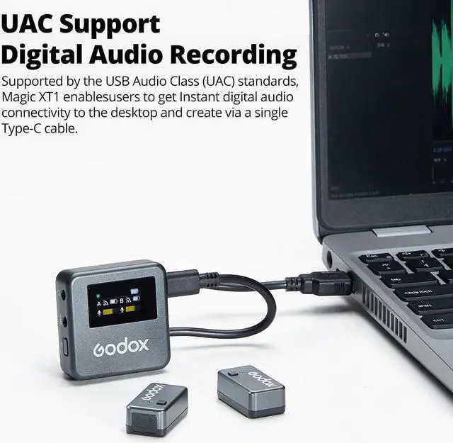 Alt view image 6 of 7 - GODOX Magic XT1 Wireless Lavalier Microphone, Microphone for Camera (2 TX + 1 RX Charging Case), Mini Mic with Noise Cancellation, 16H Battery, Touch Screen 200M/60ft