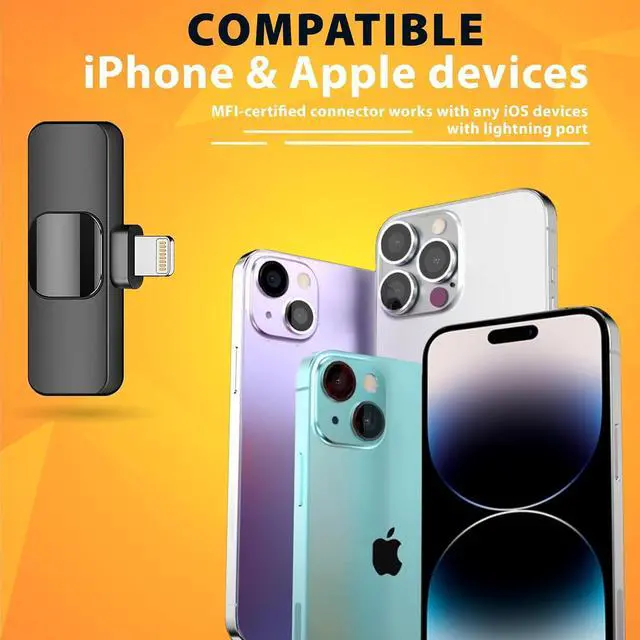Alt view image 4 of 6 - PowerDeWise Wireless Lavalier Microphones for iPhone - Noise Cancelling, Plug & Play - Pack of 2