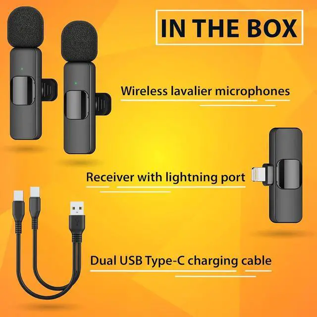 Alt view image 6 of 6 - PowerDeWise Wireless Lavalier Microphones for iPhone - Noise Cancelling, Plug & Play - Pack of 2