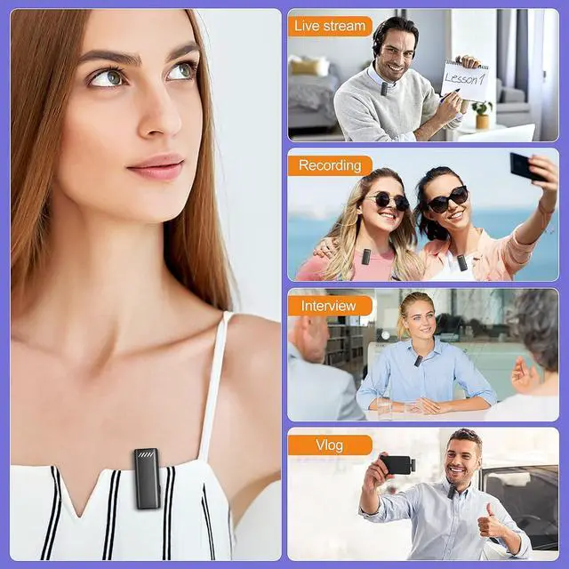 Alt view image 5 of 7 - Wireless Lavalier Microphone for iPhone iPad, Wireless Lavalier Microphones for TikTok YouTube Phone Interview Video Vlog Recording - 2 Pack & Cordless Charging Case