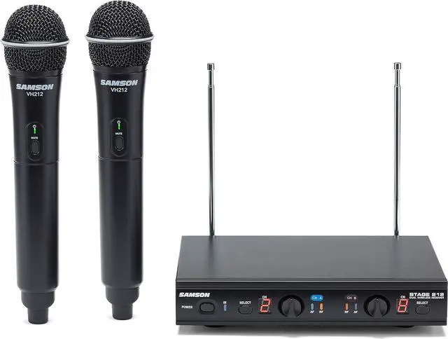 Main image of Samson Stage 212 Dual Vocal VHF Frequency Agile Wireless System (2) Q6 Dynamic Mics