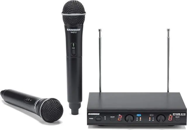 Alt view image 3 of 7 - Samson Stage 212 Dual Vocal VHF Frequency Agile Wireless System (2) Q6 Dynamic Mics