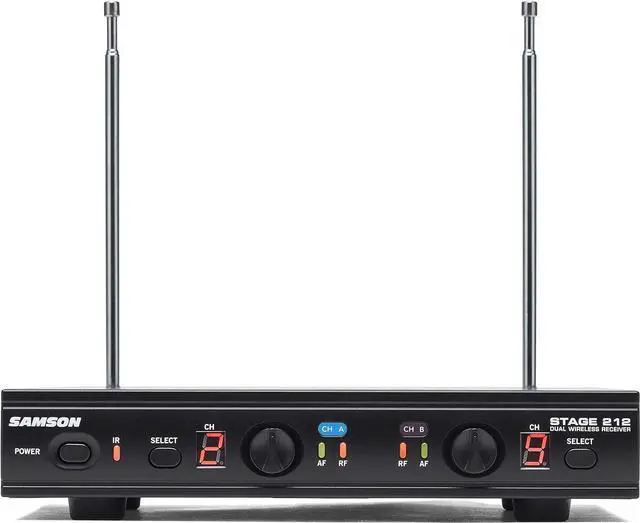 Alt view image 4 of 7 - Samson Stage 212 Dual Vocal VHF Frequency Agile Wireless System (2) Q6 Dynamic Mics