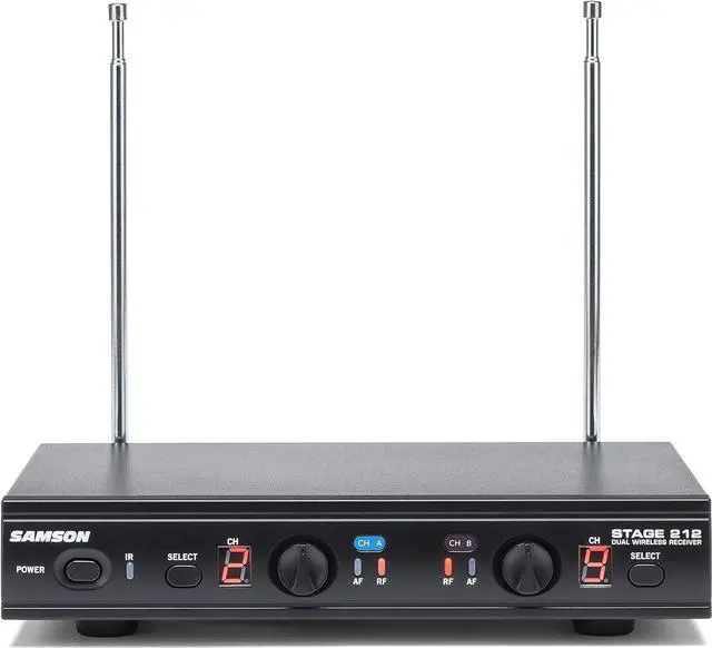 Alt view image 5 of 7 - Samson Stage 212 Dual Vocal VHF Frequency Agile Wireless System (2) Q6 Dynamic Mics