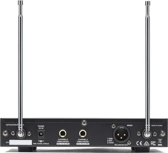 Alt view image 6 of 7 - Samson Stage 212 Dual Vocal VHF Frequency Agile Wireless System (2) Q6 Dynamic Mics