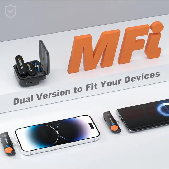 Alt view image 2 of 7 - comica Vimo S MI Wireless Microphone for iPhone, MFI Certified, Noise Cancellation, 656' Range, 15H Working Time, Monitoring, iPhone Mic for Video Recording, Vlog, Live Streaming, YouTube