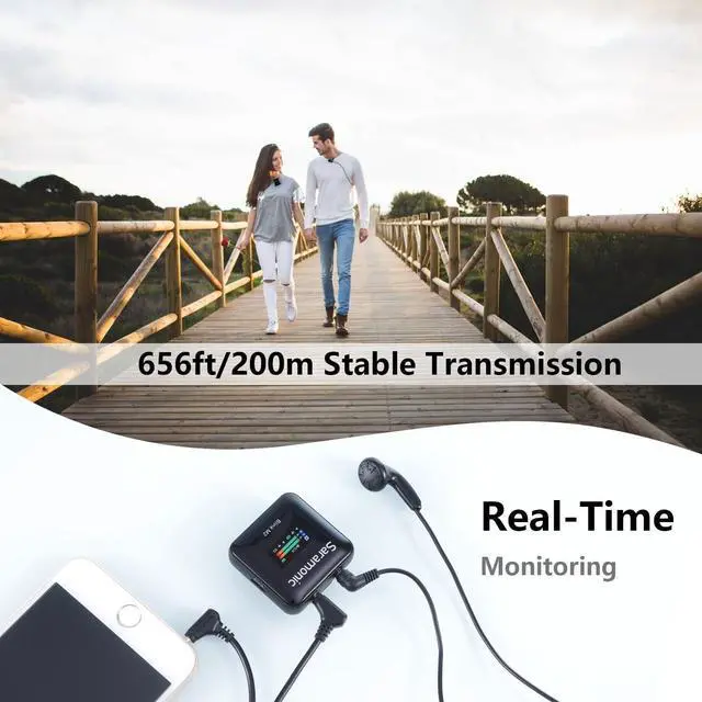 Alt view image 5 of 7 - Saramonic Blink M2 Wireless Lavalier Microphone for Cameras, Onboard Recording, 656FT Range, 12H Battery Life, Noise Cancellation Compact Clip Lapel Mic for Video Recording Interview Live Streaming