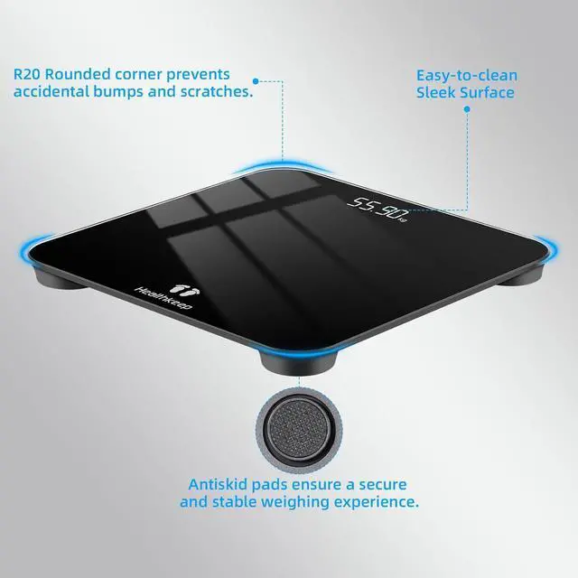 Alt view image 2 of 3 - Digital Bathroom Scales for Body Weight, Weight Scale with High Precision Sensors Accurate Round Corner Design LED Display 400lbs/180kg