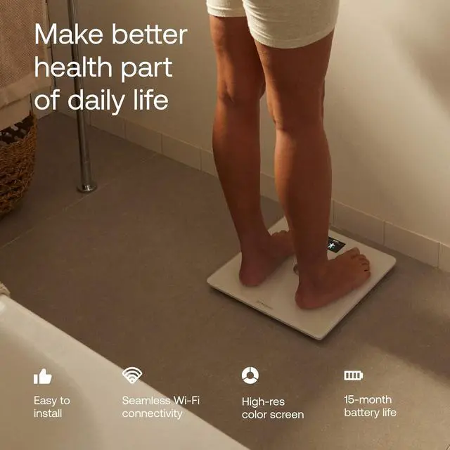 Alt view image 4 of 5 - WITHINGS Body Smart - Accurate Scale for Body Weight and Fat Percentage, Body Composition Wi-Fi and Bluetooth Weight Scale, Baby Weight Scale, Smart Scale Apple Health Compatible, Bathroom Scale