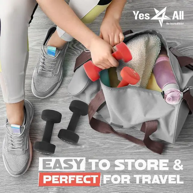 Alt view image 6 of 7 - Yes4All Neoprene Coated Dumbbell Hand Weight Sets of 2 - Multiple Weight Options with 15 Colors, Anti-roll, Anti-Slip, Hexagon Shape