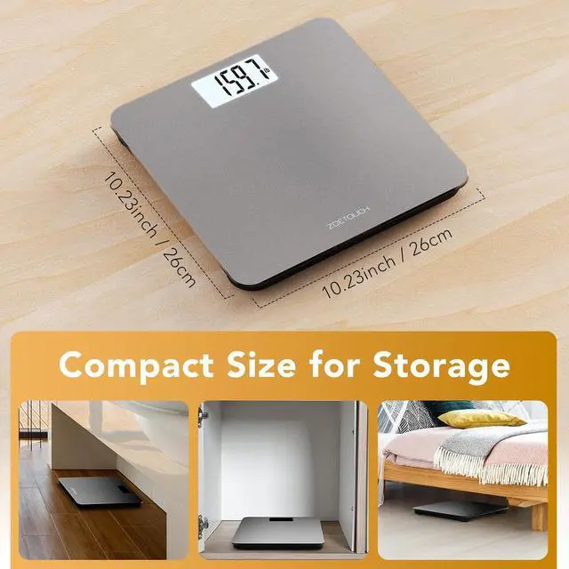 Alt view image 6 of 7 - Bathroom Scale for Body Weight Digital Weighing Machine with Backlit LCD Display, Most Accurate Bath Scale for People, High Precision, Grey,Tempered Glass Batteries Included, 396lb/180kg