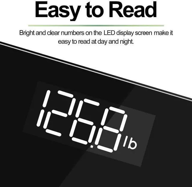 Alt view image 3 of 7 - RENPHO Scale for Body Weight, Digital Bathroom Scale with Backlit LED Display, Highly Accurate & Measures Weight up to 400 lb/180kg, Batteries Included, Black-Core 1S