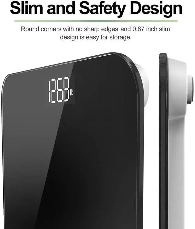 Alt view image 5 of 7 - RENPHO Scale for Body Weight, Digital Bathroom Scale with Backlit LED Display, Highly Accurate & Measures Weight up to 400 lb/180kg, Batteries Included, Black-Core 1S