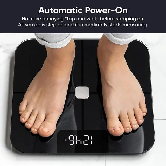 Alt view image 6 of 6 - Wyze Smart Scale, Scale for Body Weight, Digital Bathroom Scale for Body Fat, BMI, and Heart Rate, Body Composition Analyzer with App, Batteries Included, Bluetooth, 400 lb, Black-New