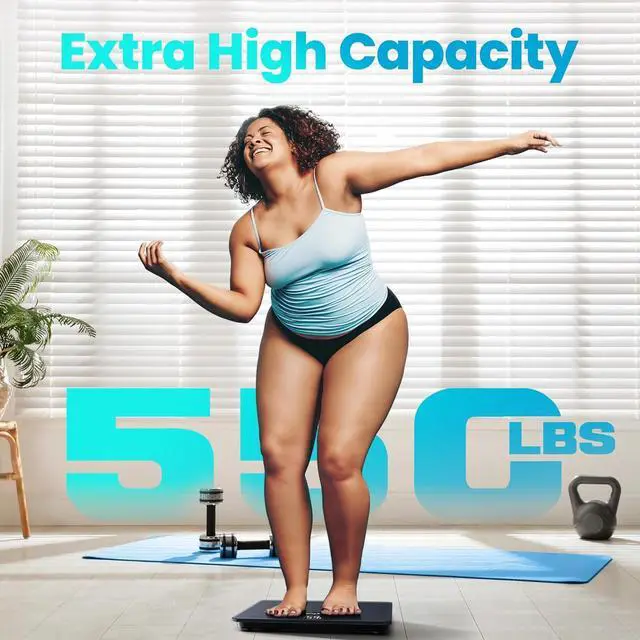 Alt view image 2 of 6 - Posture 550lb Capacity Digital Bathroom Scale High Precision Body Weight Scale Extra Wide Platform Large LED Display, and Durable 8mm Tempered Glass Platform for Home