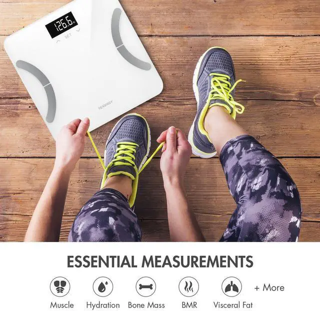 Alt view image 2 of 6 - Tenergy Vitalis Body Fat Scale Digital Weight Bluetooth Connected APP Scale, High Precision BMI Scale with Large Easy Read Backlit LCD, Body Scale, Max Weight 400 Pounds, Compatible with iOS/Android