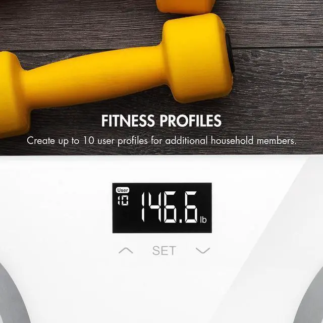Alt view image 3 of 6 - Tenergy Vitalis Body Fat Scale Digital Weight Bluetooth Connected APP Scale, High Precision BMI Scale with Large Easy Read Backlit LCD, Body Scale, Max Weight 400 Pounds, Compatible with iOS/Android