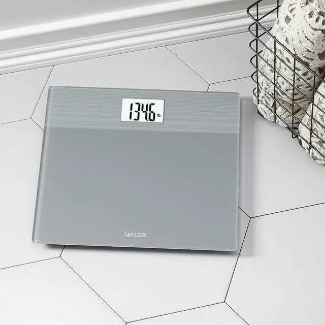 Alt view image 4 of 7 - Taylor Digital Wide Platform Bathroom Scale, Scale for Body Weight, Highly Accurate Weighing Machine, Battery Powered, FSA HSA Eligible, Highly Accurate, Measures Weight up to 500 lb Capacity, Gray