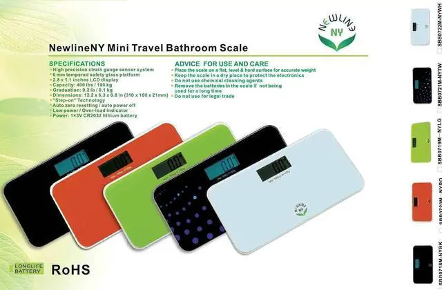 Alt view image 3 of 5 - NewlineNY SBB0718M-NYBK Step-On Mini Travel Bathroom Scale, Cool Black