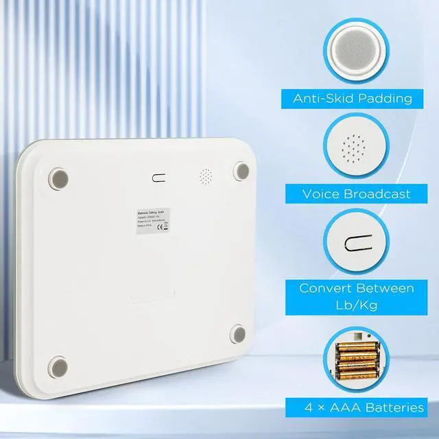 Alt view image 7 of 7 - Talking Scales for Body Weight, Highly Accurate Digital Talking Bathroom Scale with Large LCD Screen, Auto On & Off, Talking Scales for Visually Impaired or Elderly, Includes Batteries, 551 LB