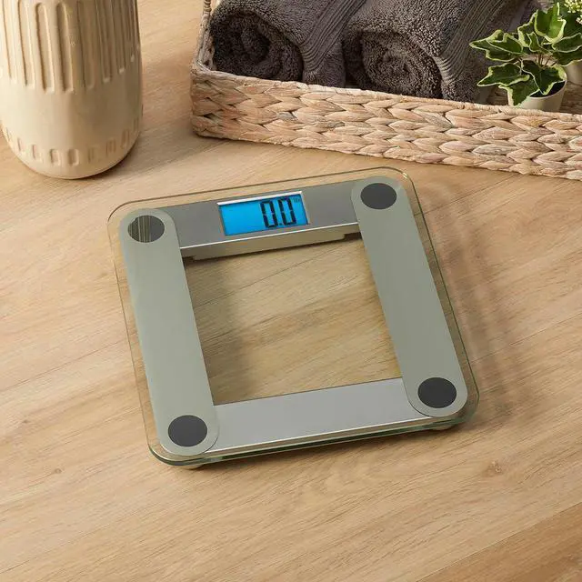 Alt view image 5 of 7 - Eat Smart Digital Bathroom Scale with Extra Large Easy to Read Lighted Display, Weight Tracking, Includes Body Tape, Grey and Clear