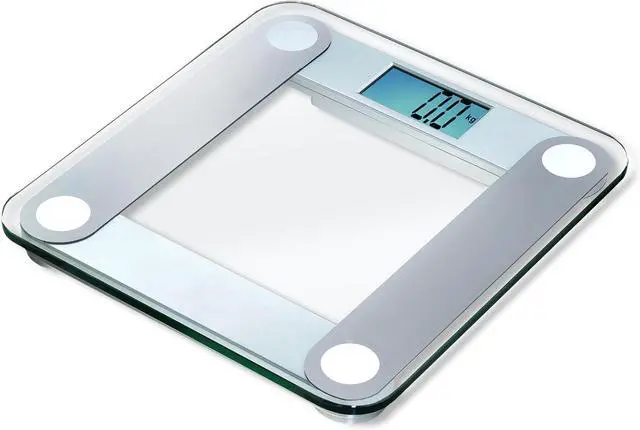 Alt view image 6 of 7 - Eat Smart Digital Bathroom Scale with Extra Large Easy to Read Lighted Display, Weight Tracking, Includes Body Tape, Grey and Clear
