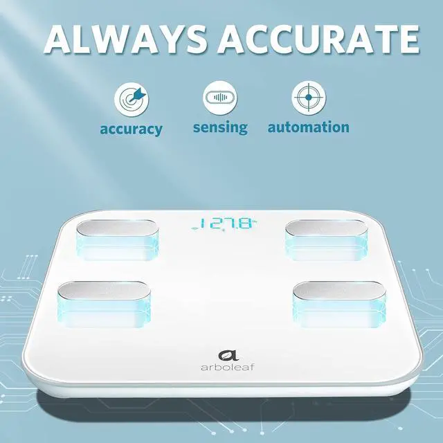 Alt view image 4 of 6 - Arboleaf Smart Scale for Body Weight Bathroom Scale Digital Scale Body Weight and Fat, Wi-Fi Bluetooth, Smartphone APP, 14 Body Metrics, Wireless Cloud-Storage, Unlimited Data and Users, BMI, BMR