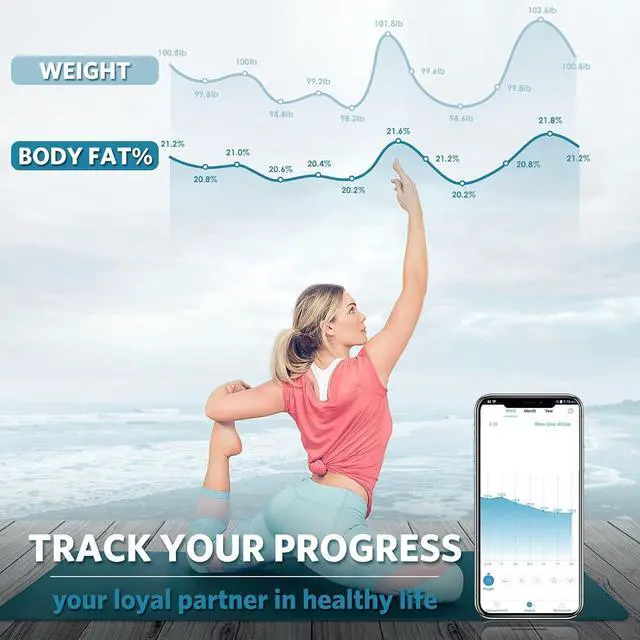 Alt view image 5 of 6 - Arboleaf Smart Scale for Body Weight Bathroom Scale Digital Scale Body Weight and Fat, Wi-Fi Bluetooth, Smartphone APP, 14 Body Metrics, Wireless Cloud-Storage, Unlimited Data and Users, BMI, BMR