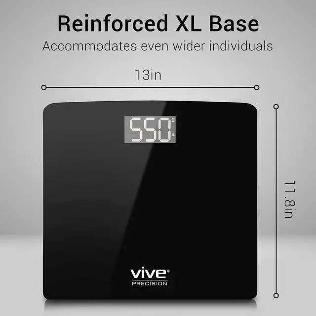 Alt view image 3 of 7 - Vive Smart Body Weight Scale (500lbs Capacity) - Heavy Duty Bariatric Digital Scale for BMI - Plus Size, Large Display - Bathroom Device for Health Extra Wide Base & Smartphone Connectivity
