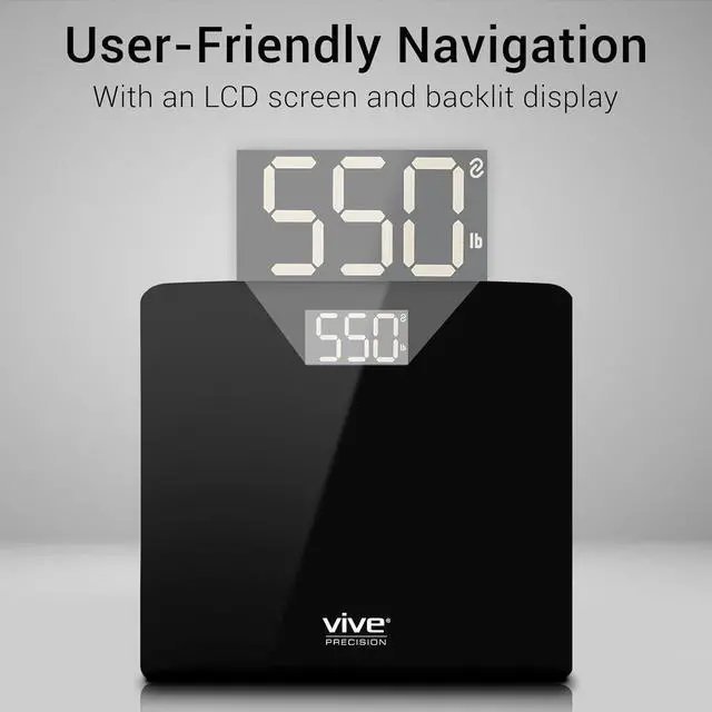 Alt view image 5 of 7 - Vive Smart Body Weight Scale (500lbs Capacity) - Heavy Duty Bariatric Digital Scale for BMI - Plus Size, Large Display - Bathroom Device for Health Extra Wide Base & Smartphone Connectivity
