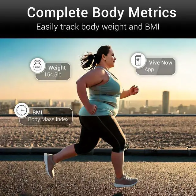 Alt view image 4 of 7 - Vive Smart Body Weight Scale (500lbs Capacity) - Heavy Duty Bariatric Digital Scale for BMI - Plus Size, Large Display - Bathroom Device for Health Extra Wide Base & Smartphone Connectivity