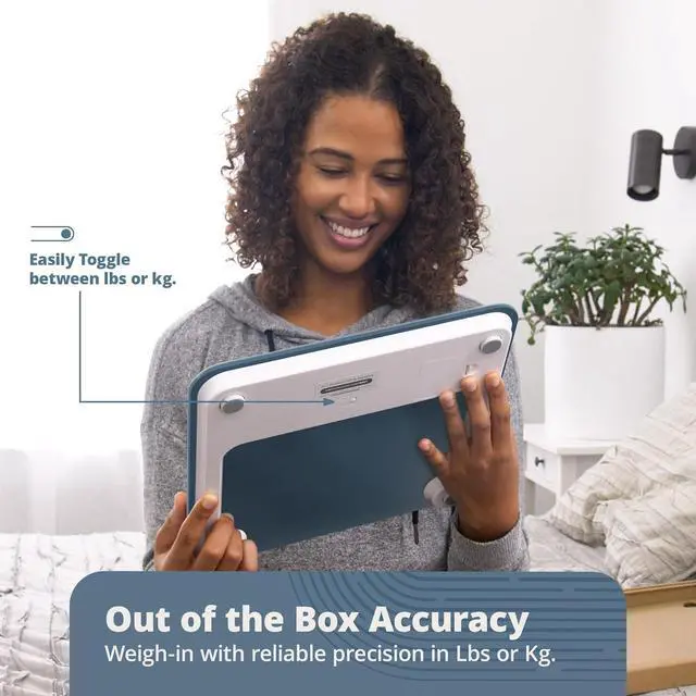 Alt view image 3 of 7 - Greater Goods Digital AccuCheck Bathroom Scale for Body Weight, Capacity up to 400 lbs, Batteries Included, Stone Blue