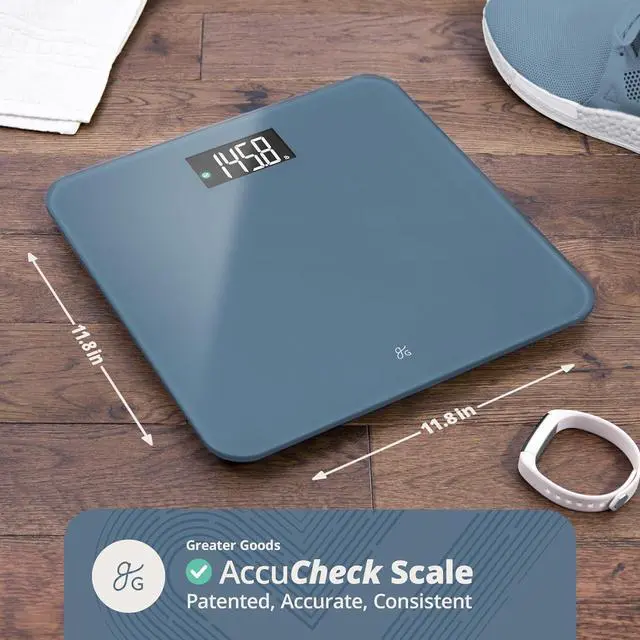 Alt view image 2 of 7 - Greater Goods Digital AccuCheck Bathroom Scale for Body Weight, Capacity up to 400 lbs, Batteries Included, Stone Blue