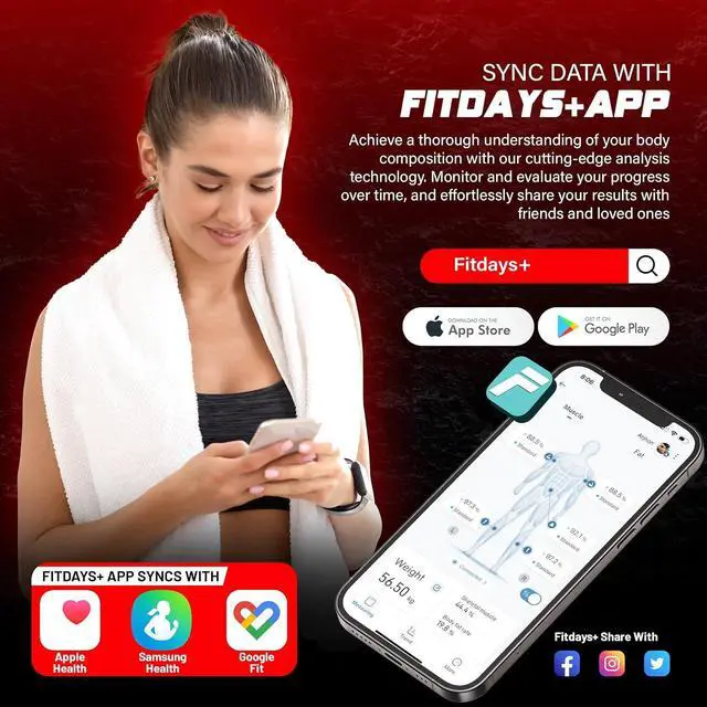 Alt view image 4 of 7 - Smart Digital Bathroom Body Scale | Large Display Accurate Result | 22 Metrics Including Cardiac Index, Heart Rate, Body Fat, Lean Body Mass | Tempered Glass, App Support Bluetooth