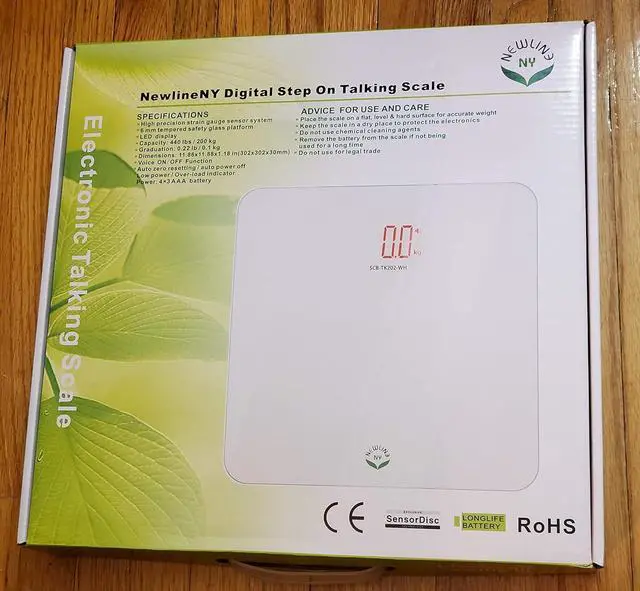 Alt view image 7 of 7 - NewlineNY Voice Talking Digital Bathroom Scale Easy Auto Step-on Auto Off Technology, White, Lb or Kg, 440lb Capacity