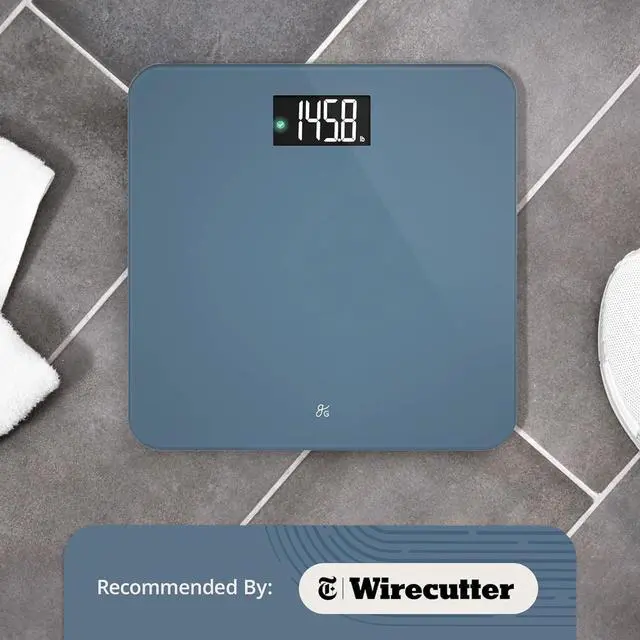 Alt view image 7 of 7 - Greater Goods Digital AccuCheck Bathroom Scale for Body Weight, Capacity up to 400 lbs, Batteries Included, Stone Blue