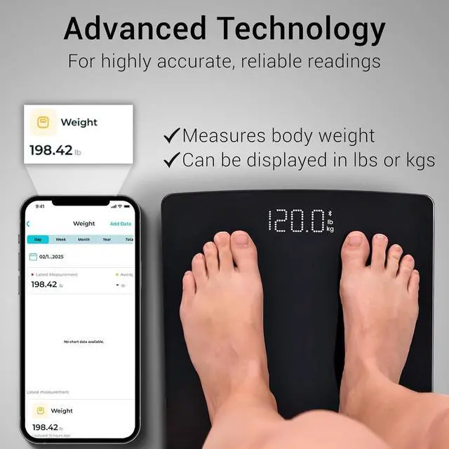 Alt view image 3 of 7 - Vive Precision Smart Scale Digital Bathroom Scale for Body Weight