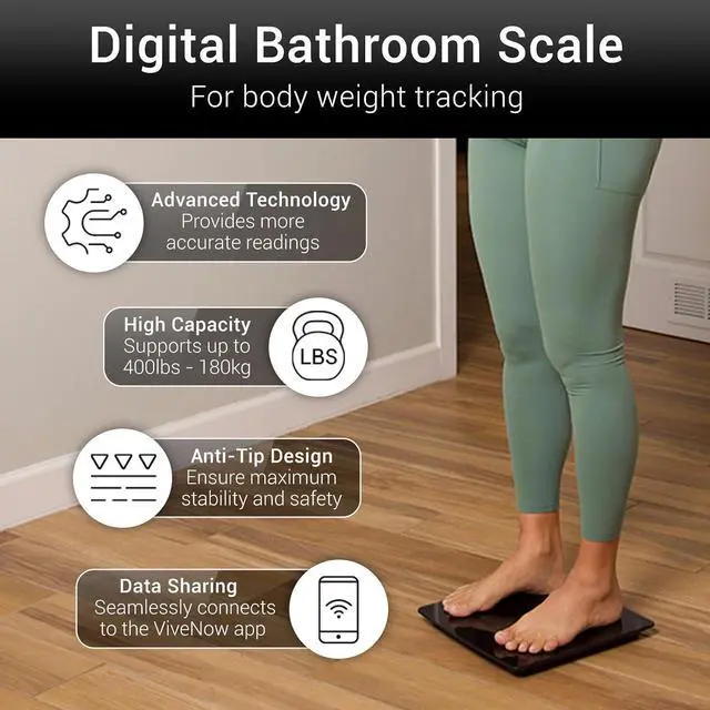 Alt view image 2 of 7 - Vive Precision Smart Scale Digital Bathroom Scale for Body Weight