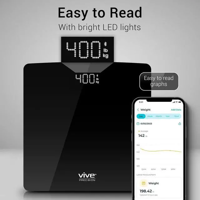 Alt view image 7 of 7 - Vive Precision Smart Scale Digital Bathroom Scale for Body Weight